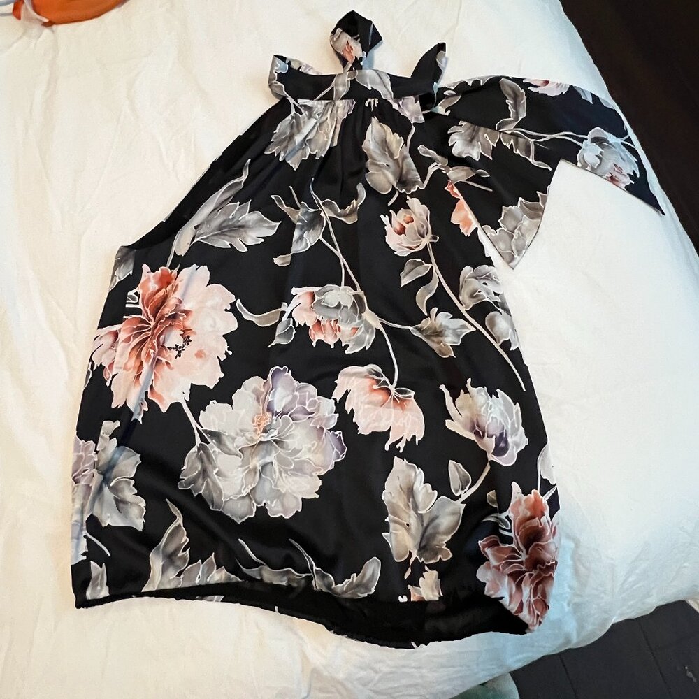 White House Black Market English Marigold Tie Neck Sleeveless Halter Blouse